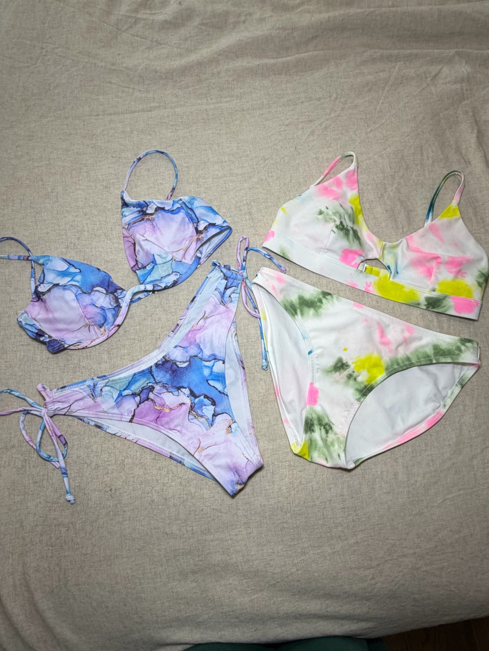 2 pc BUNDLE -Tie-Dye Bikini Sets in xs-small (med on tag of one )